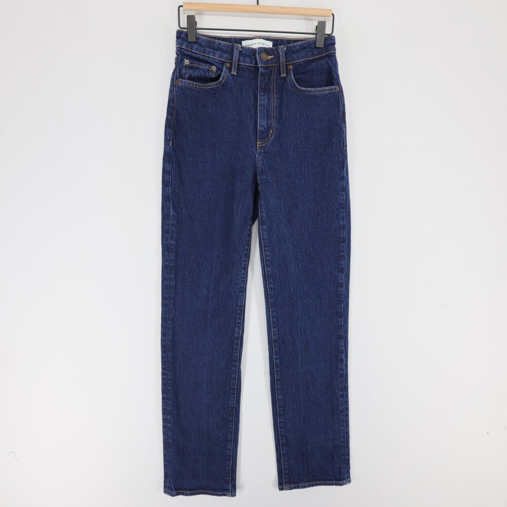Denim Forum Rowan Jeans Womens 26 Dark Blue High Rise Straight Leg Stretch